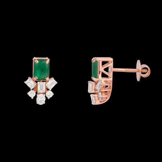 18K Rose Gold Diamond Earrings - 1.076ct SI-HI with Colour Stones
