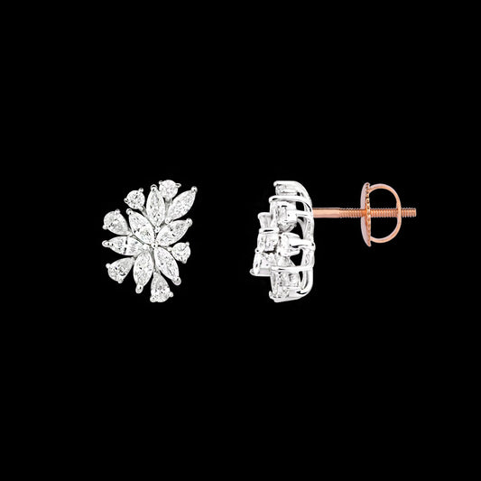 18K Two Tone Gold Diamond Earrings - 1.084ct VVS-EF