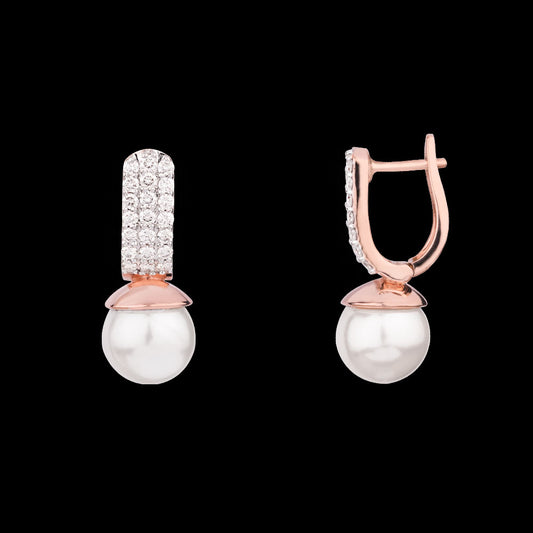 14K Rose Gold Diamond Earrings - 0.787ct VVS-VS-HI with Colour Stones