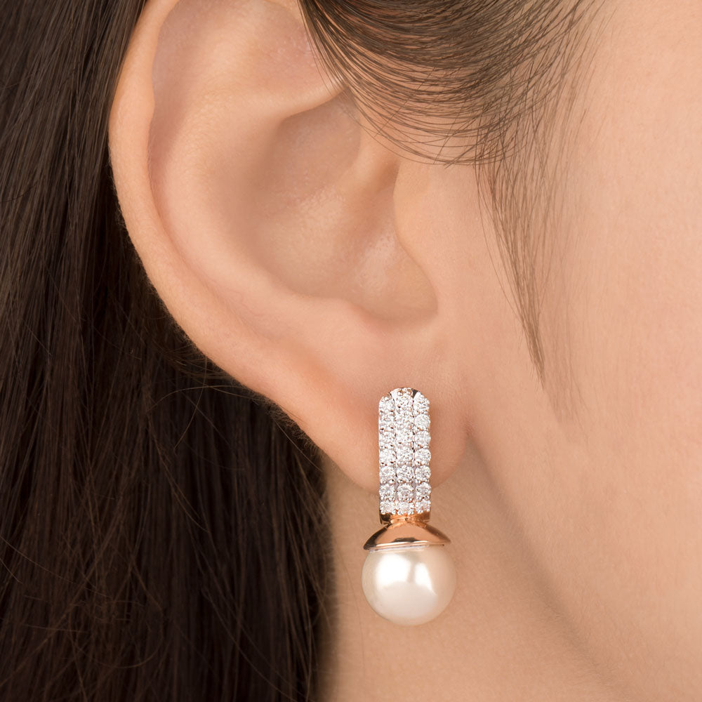 14K Rose Gold Diamond Earrings - 0.787ct VVS-VS-HI with Colour Stones