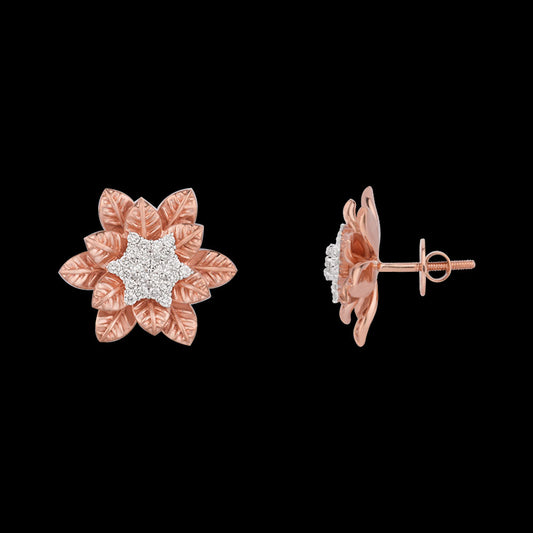 14K Rose Gold Diamond Earrings - 0.524ct VS-EF