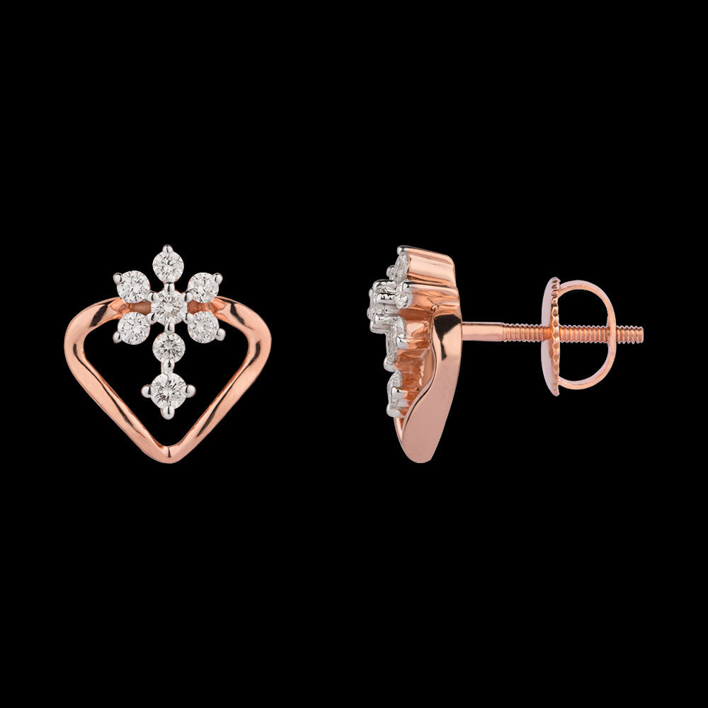 18K Rose Gold Diamond Earrings - 0.606ct VVS-VS-GH