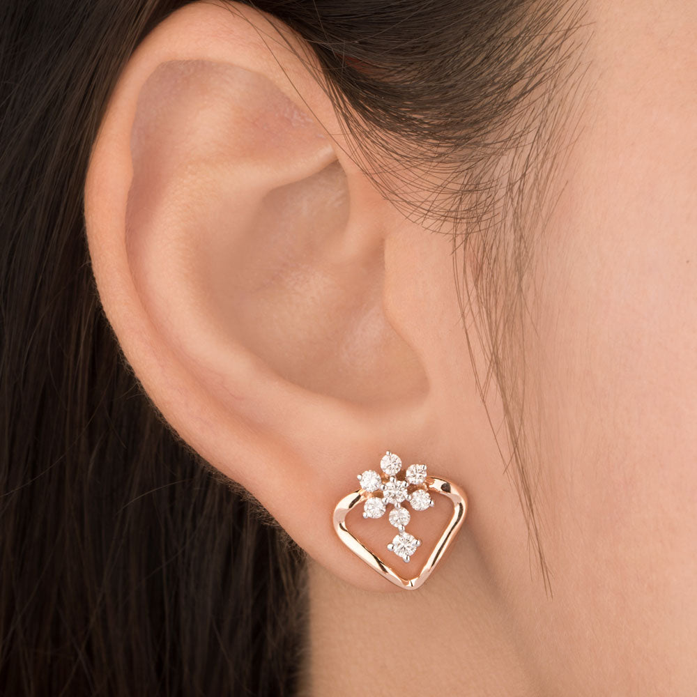 18K Rose Gold Diamond Earrings - 0.606ct VVS-VS-GH