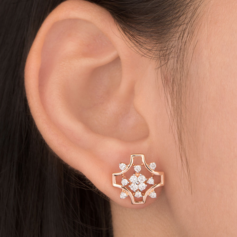 18K Rose Gold Diamond Earrings - 0.532ct VVS-VS-IJ