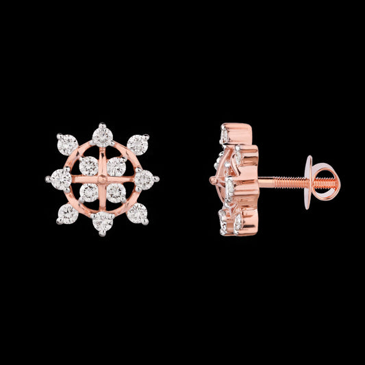 18K Rose Gold Diamond Earrings - 0.588ct VVS-VS-IJ