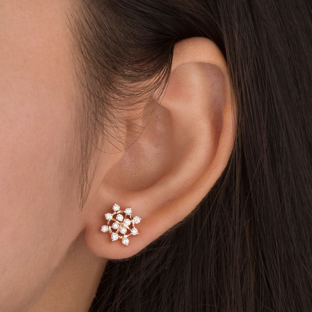 18K Rose Gold Diamond Earrings - 0.588ct VVS-VS-IJ