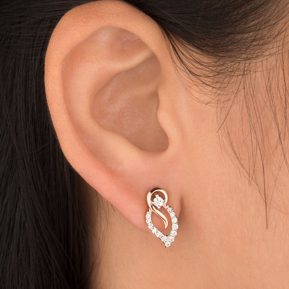 18K Rose Gold Diamond Earrings - 0.342ct VVS-VS-HI