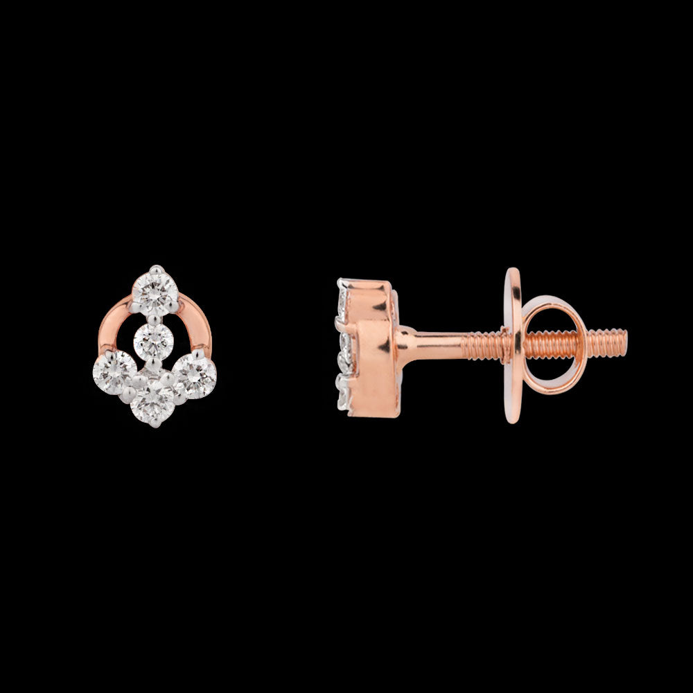 18K Rose Gold Diamond Earrings - 0.162ct VVS-VS-EF
