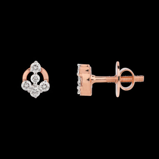 18K Rose Gold Diamond Earrings - 0.162ct VVS-VS-EF