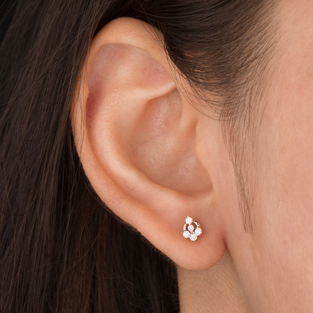 18K Rose Gold Diamond Earrings - 0.162ct VVS-VS-EF