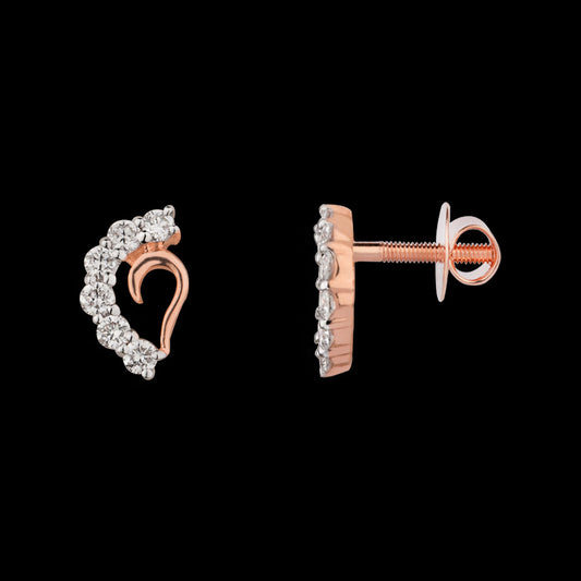 18K Rose Gold Diamond Earrings - 0.168ct VVS-VS-EF