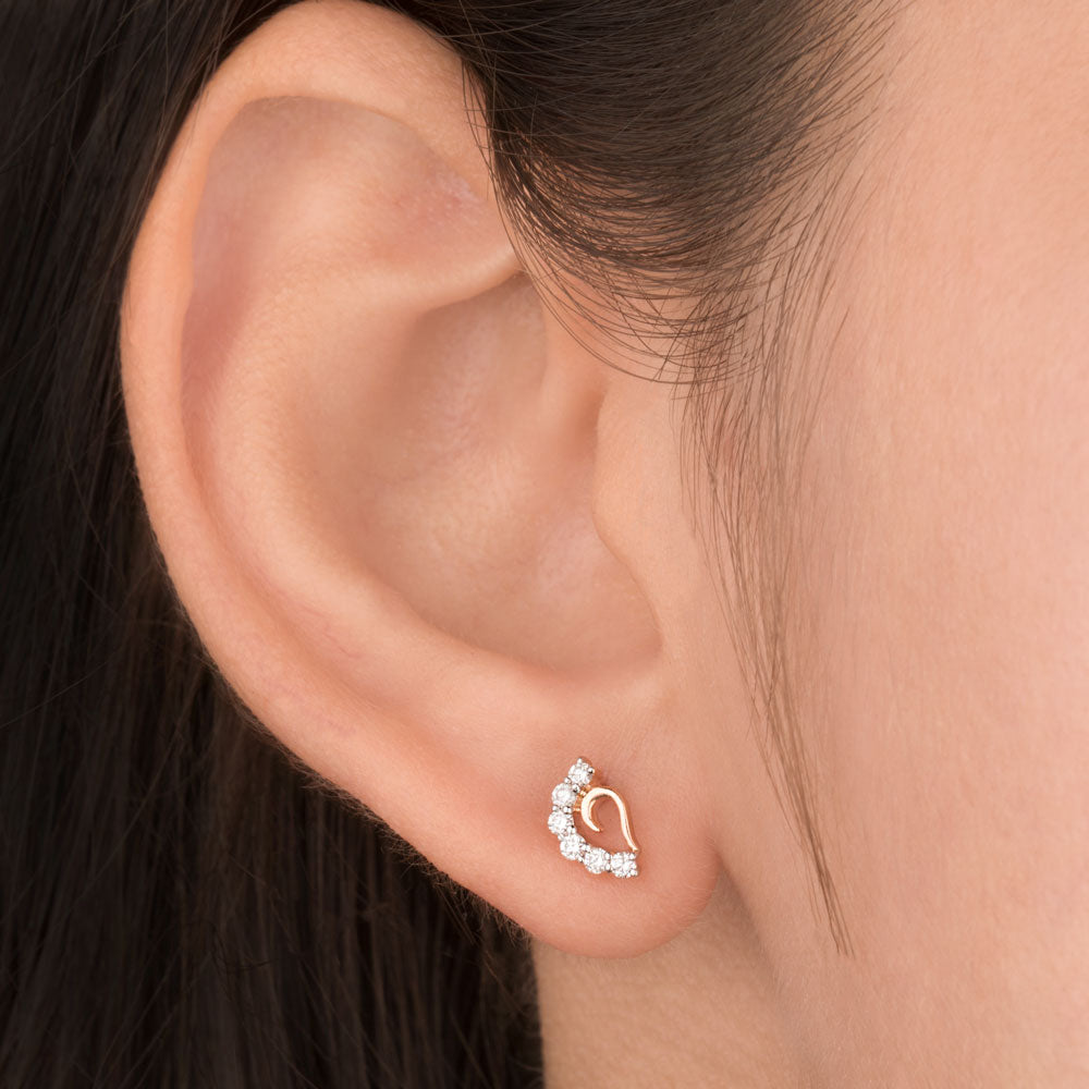 18K Rose Gold Diamond Earrings - 0.168ct VVS-VS-EF