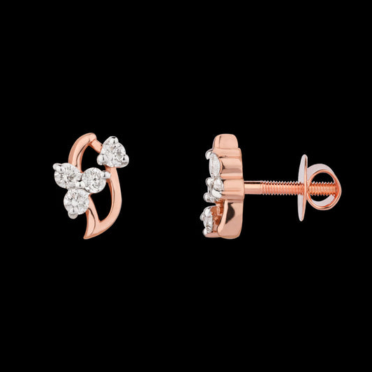 14K Rose Gold Diamond Earrings - 0.163ct VVS-VS-HI