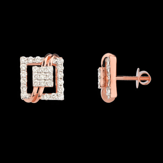 18K Rose Gold Diamond Earrings - 0.58ct VS-EF