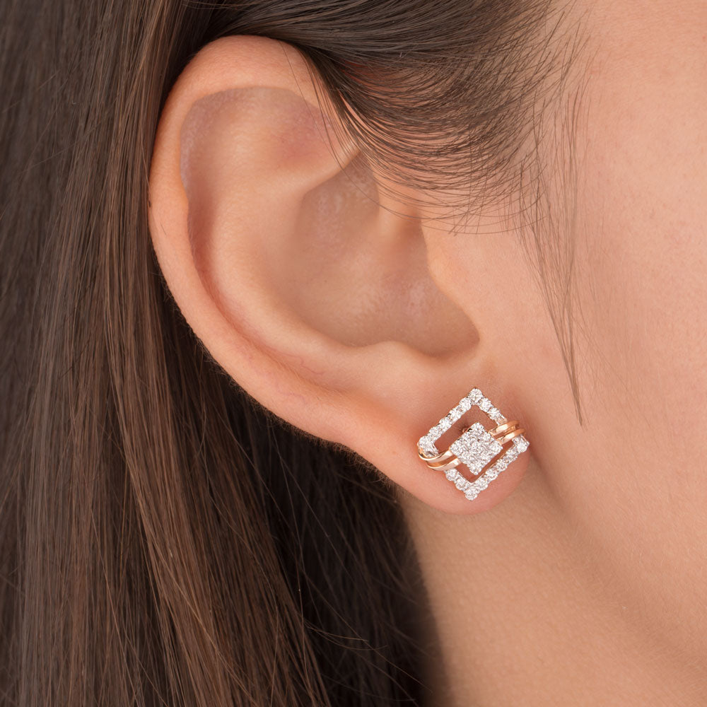 18K Rose Gold Diamond Earrings - 0.58ct VS-EF