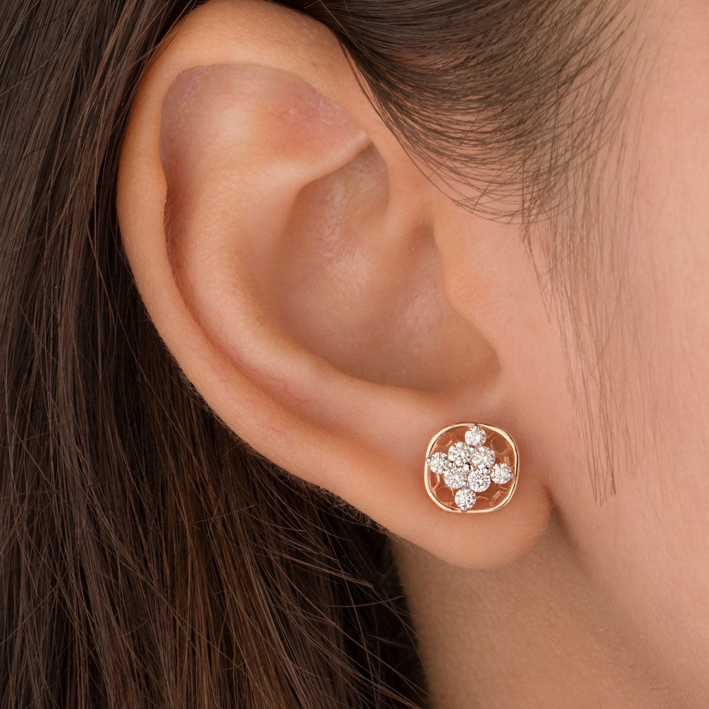 18K Rose Gold Diamond Earrings - 0.63ct VVS-VS-GH