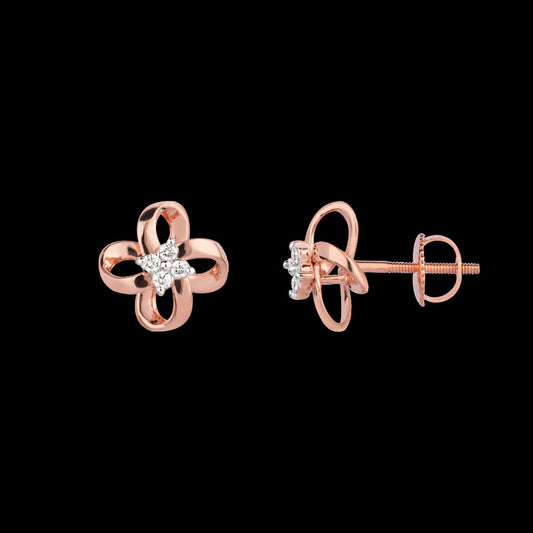 18K Rose Gold Diamond Earrings - 0.126ct VVS-VS-HI