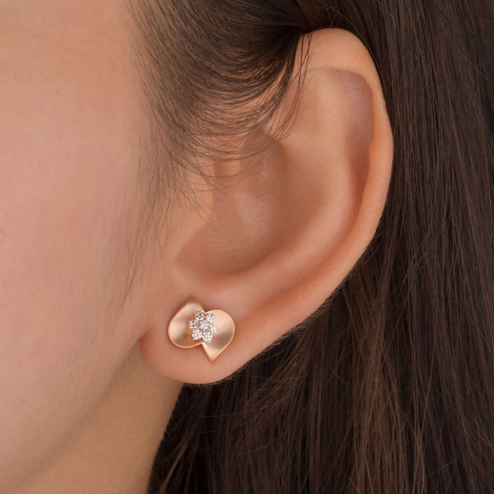 18K Rose Gold Diamond Earrings - 0.244ct VS-SI-HI