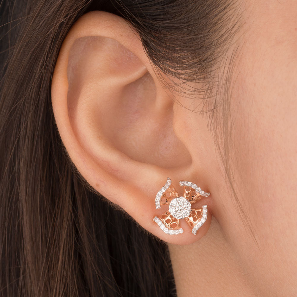 18K Rose Gold Diamond Earrings - 0.789ct VVS-VS-GH