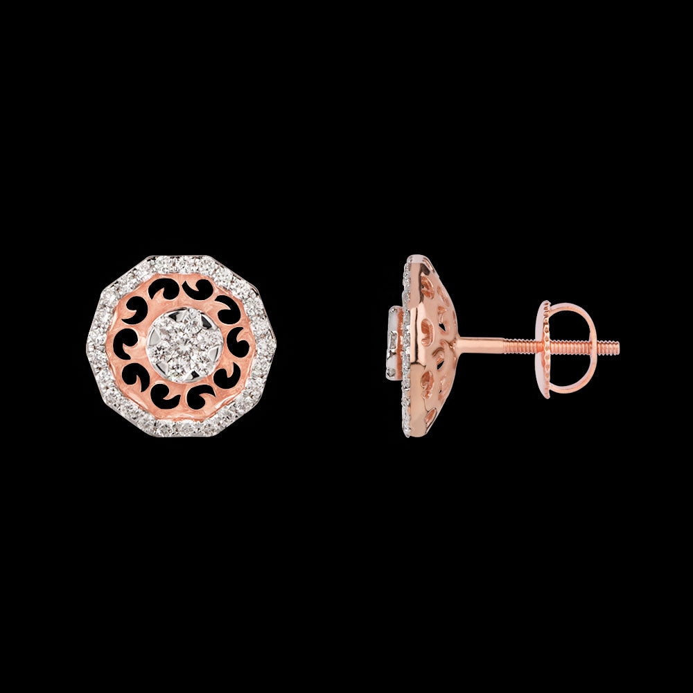 18K Rose Gold Diamond Earrings - 0.824ct VS-SI-GH