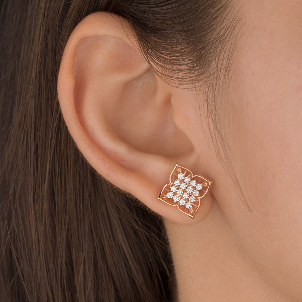 18K Rose Gold Diamond Earrings - 0.572ct VS-SI-FG