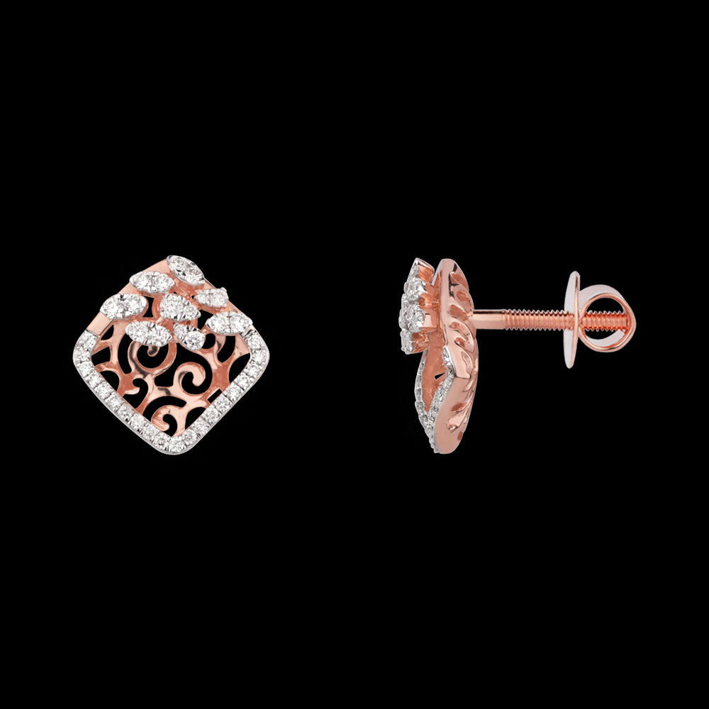 18K Rose Gold Diamond Earrings - 0.537ct VVS-VS-GH