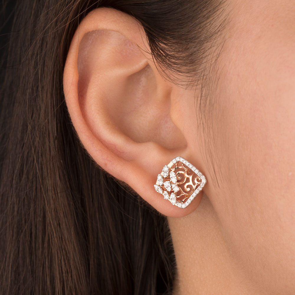 18K Rose Gold Diamond Earrings - 0.537ct VVS-VS-GH