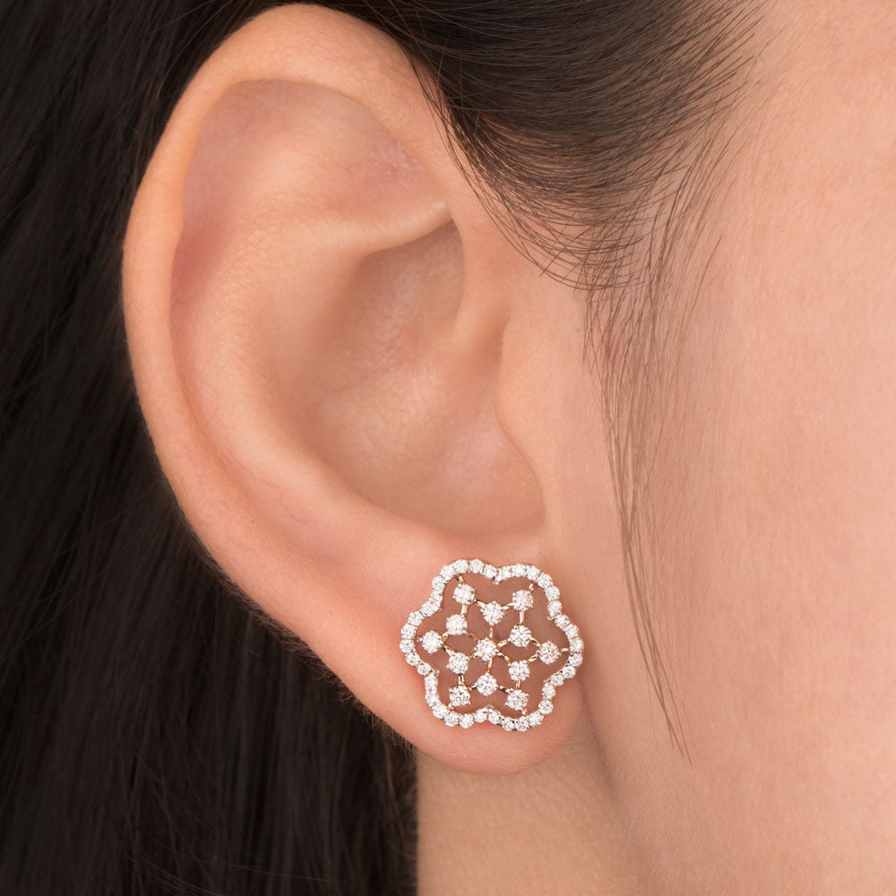 18K Rose Gold Diamond Earrings - 0.695ct VVS-VS-EF