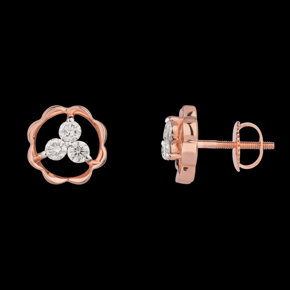 18K Rose Gold Diamond Earrings - 0.382ct VVS-VS-HI