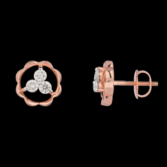 18K Rose Gold Diamond Earrings - 0.382ct VVS-VS-HI
