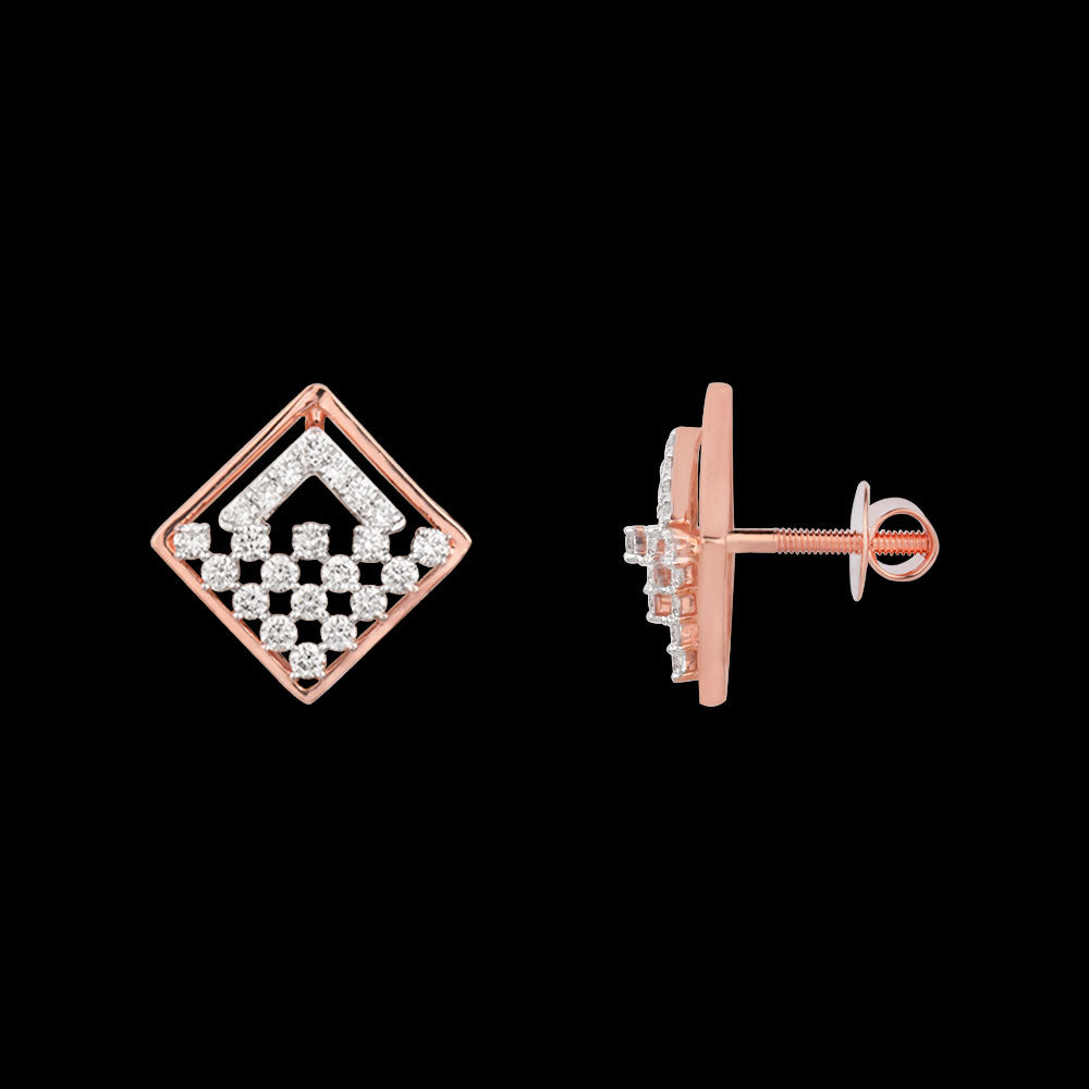 18K Rose Gold Diamond Earrings - 0.684ct VS-EF