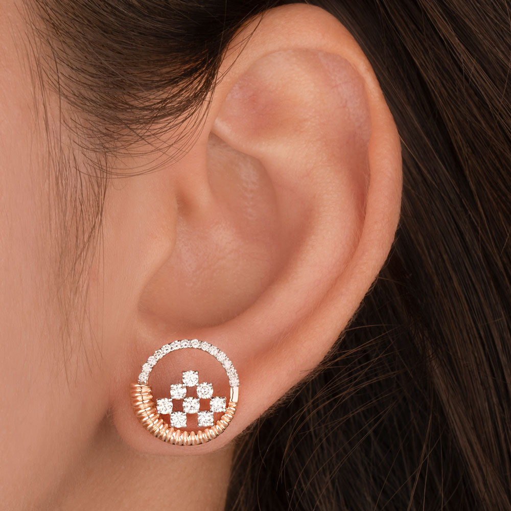 18K Rose Gold Diamond Earrings - 0.696ct VS-SI-GH