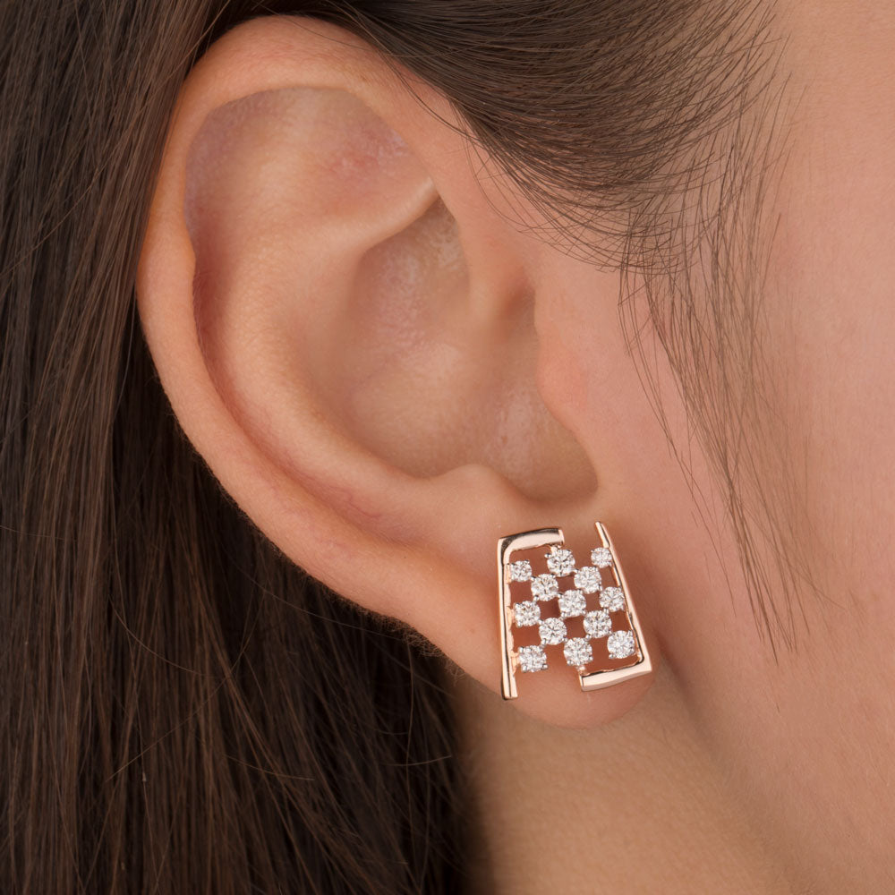 14K Rose Gold Diamond Earrings - 0.947ct VS-GH