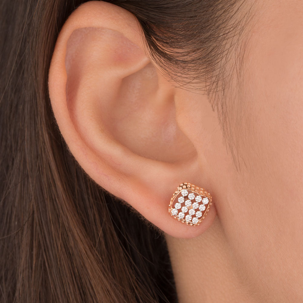 18K Rose Gold Diamond Earrings - 0.441ct VVS-VS-EF