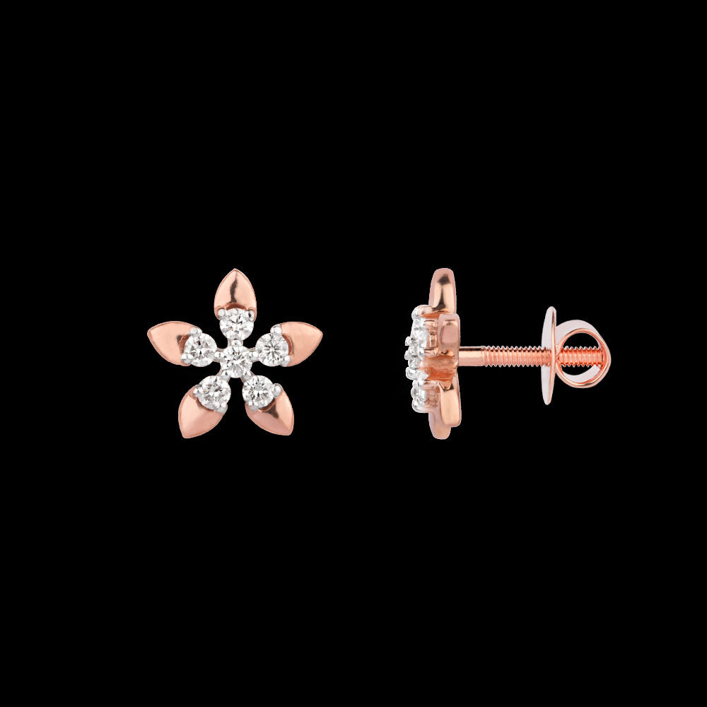 18K Rose Gold Diamond Earrings - 0.214ct VS-SI-EF