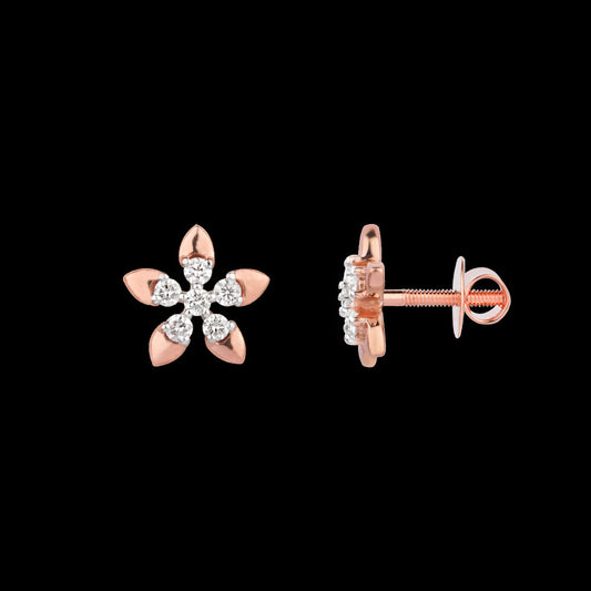 18K Rose Gold Diamond Earrings - 0.214ct VS-SI-EF