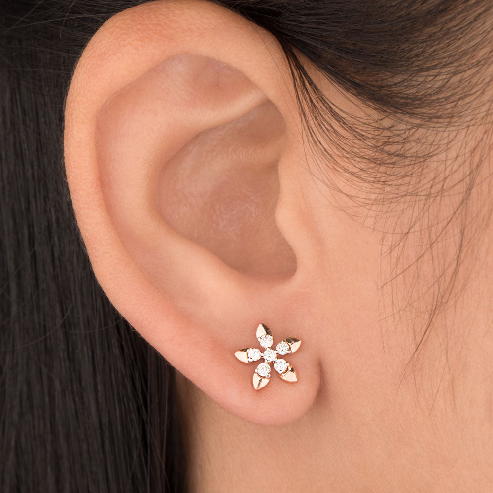 18K Rose Gold Diamond Earrings - 0.214ct VS-SI-EF
