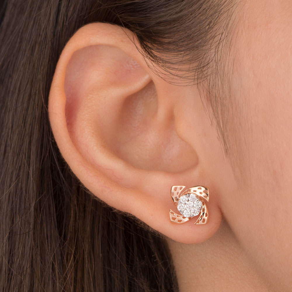 18K Rose Gold Diamond Earrings - 0.379ct VVS-VS-GH