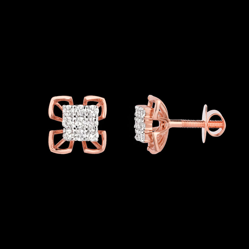 18K Rose Gold Diamond Earrings - 0.471ct VVS-VS-HI