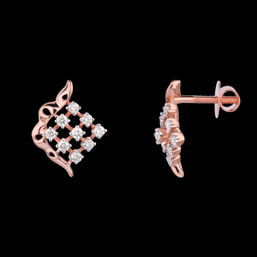 18K Rose Gold Diamond Earrings - 0.5ct VS-GH
