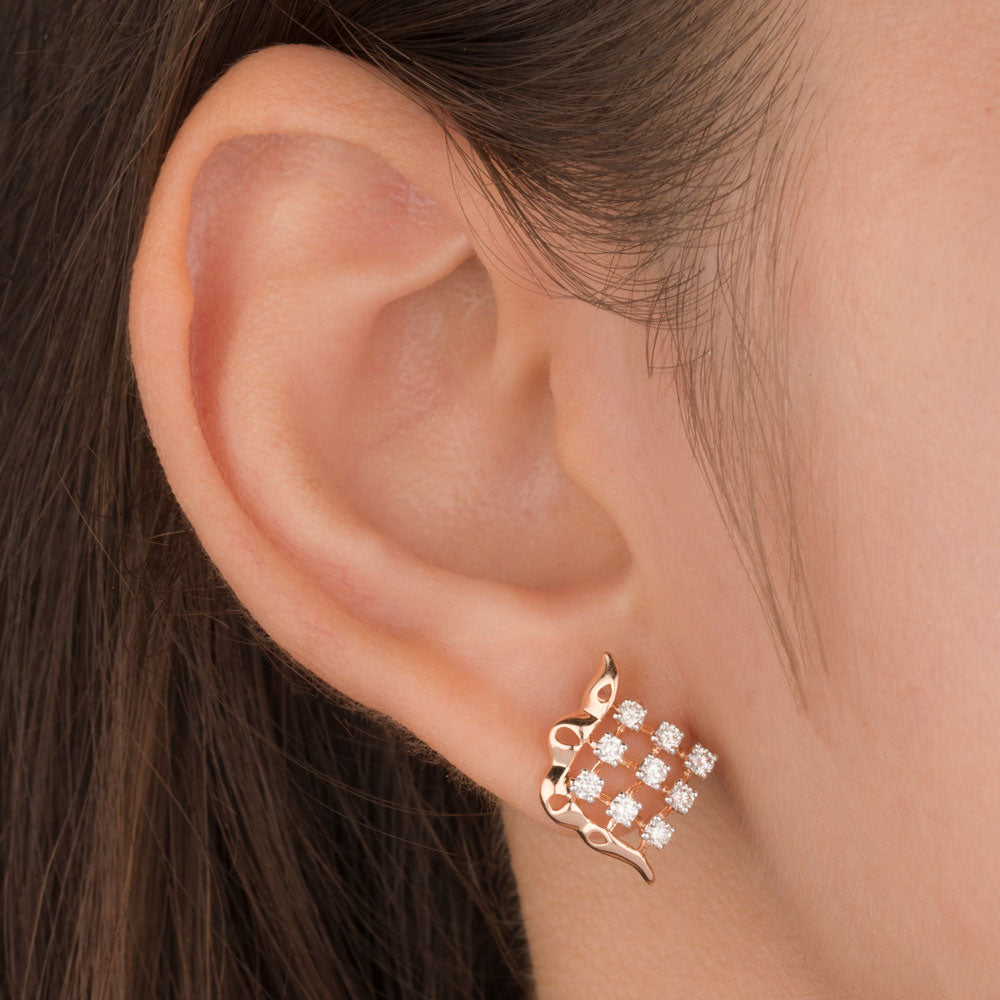 18K Rose Gold Diamond Earrings - 0.5ct VS-GH