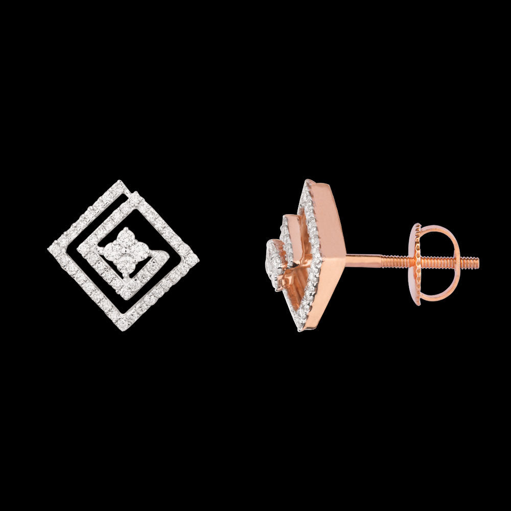 18K Rose Gold Diamond Earrings - 0.916ct VS-GH