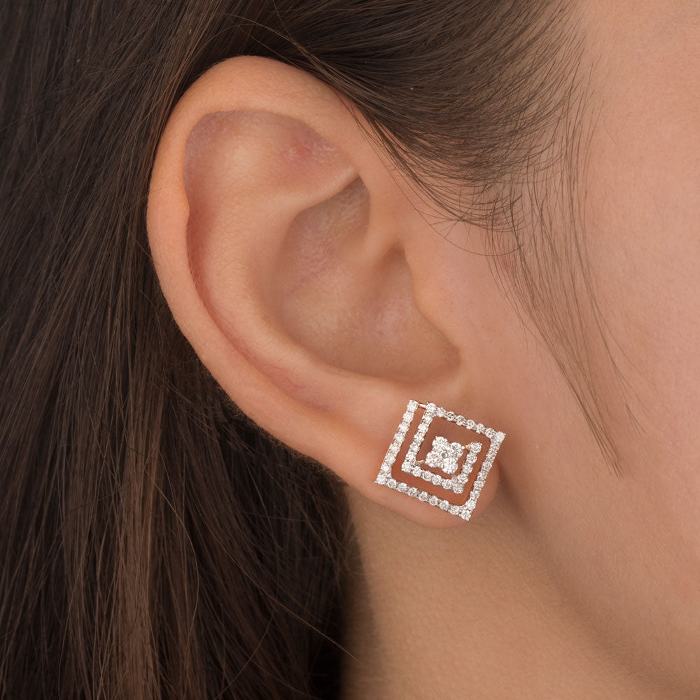 18K Rose Gold Diamond Earrings - 0.916ct VS-GH