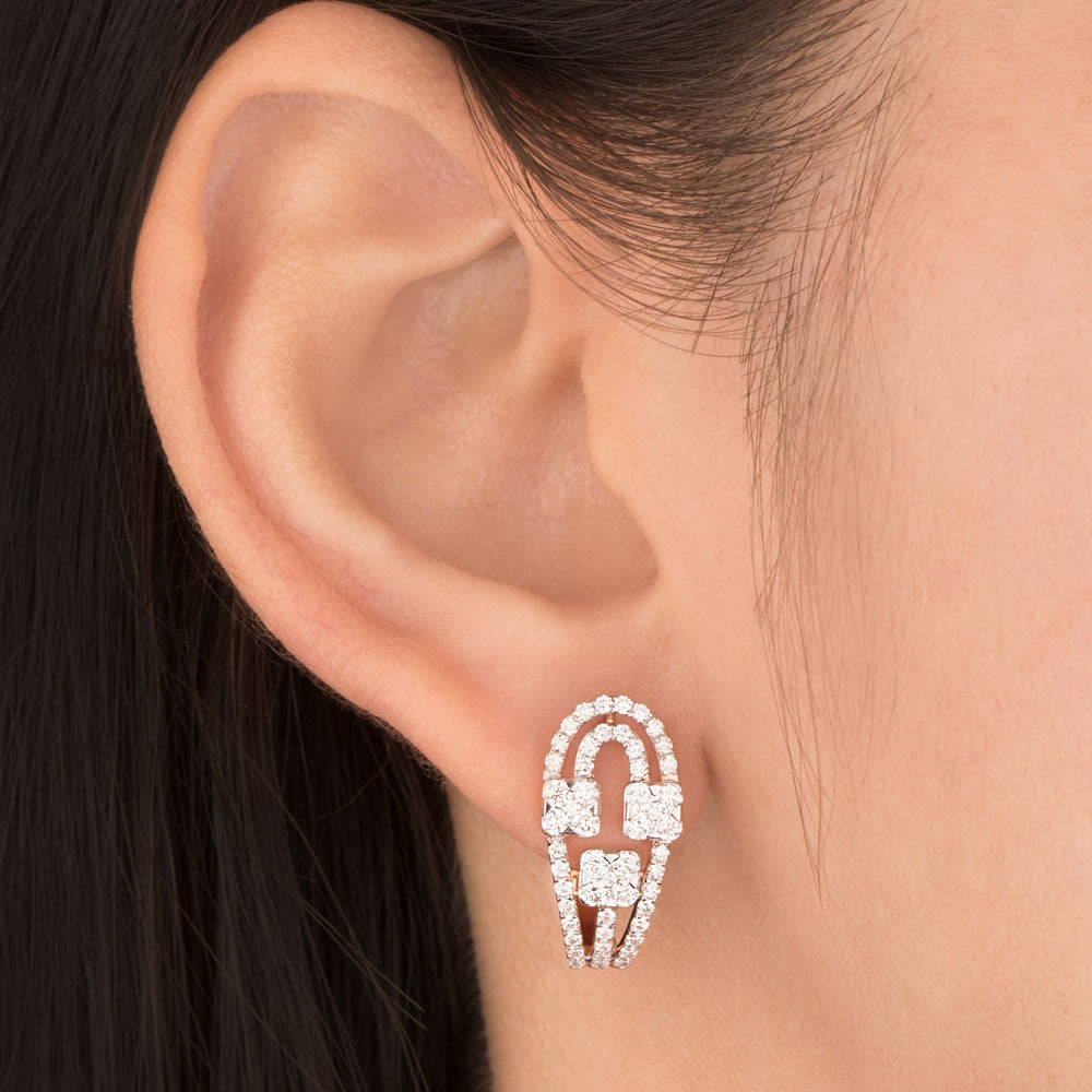 18K Rose Gold Diamond Earrings - 1.085ct VVS-VS-GH
