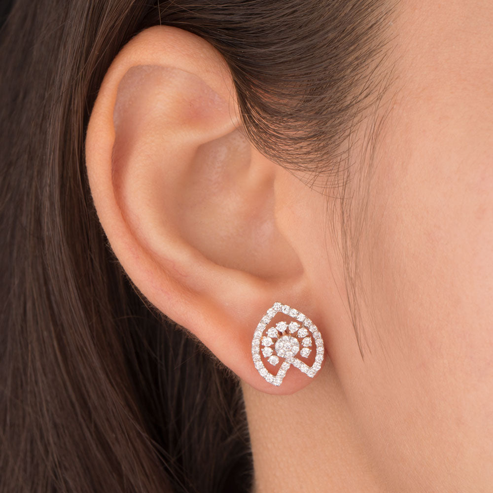 18K Rose Gold Diamond Earrings - 0.851ct VS-SI-FG