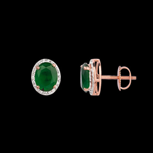 18K Rose Gold Diamond Earrings - 0.301ct VVS-VS-HI with Colour Stones