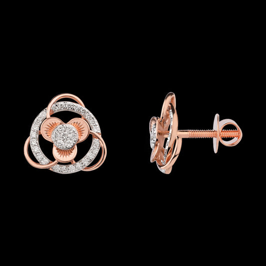 18K Rose Gold Diamond Earrings - 0.615ct VS-SI-GH