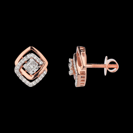 14K Rose Gold Diamond Earrings - 0.523ct VS-SI-FG
