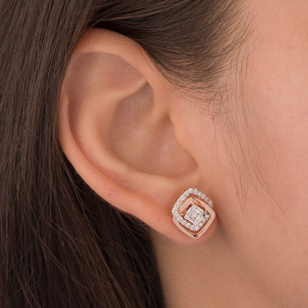 14K Rose Gold Diamond Earrings - 0.523ct VS-SI-FG