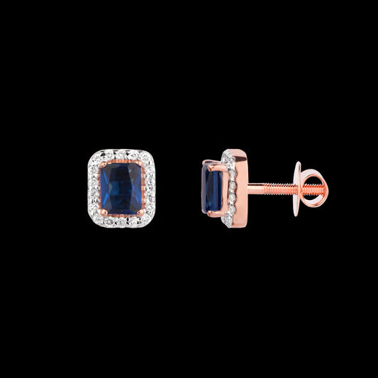 18K Rose Gold Diamond Earrings - 0.167ct VS-SI-EF with Colour Stones